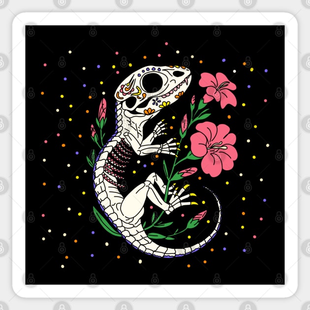 July's Larkspur & Lizard Skeleton Sticker by H. R. Sinclair